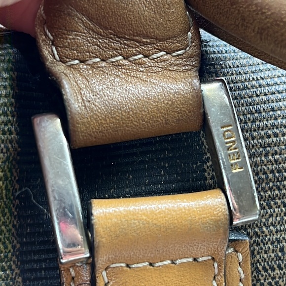 Fendi 1925 Pequin Boston Brown Tan Stripe Vintage Leather Handle Satchel Bag - Picture 7 of 16